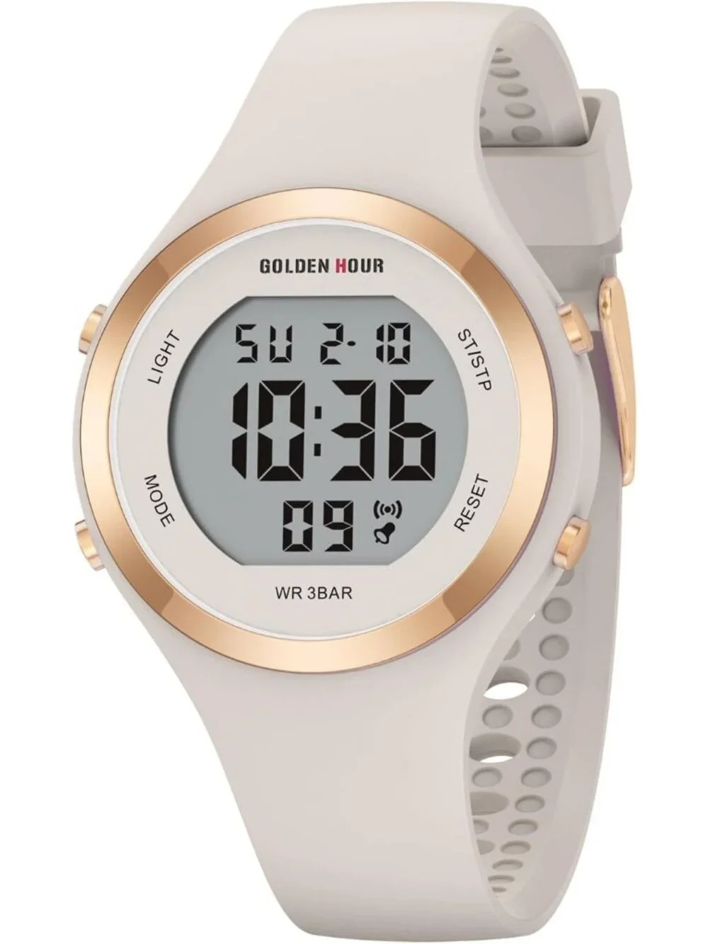Women's Rose Gold/Starlight/Milk White Waterproof Sport Silicone Strap Watches